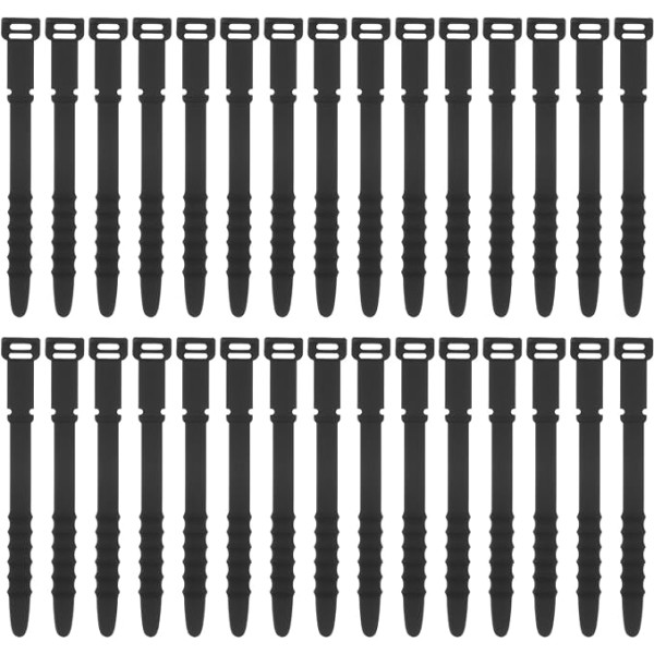 uxcell 30Pcs Silicone Zip Ties 4,5 collas atkārtoti izmantojamas stiepļu saites Elastīgas kabeļu vadu organizatoru siksnas vadiem USB vadu uzlādes vadības pārtikas uzglabāšanai, melns