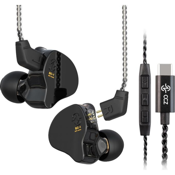 keephifi CCZ Melody USB C In-Ear austiņas ausu monitoram USB C tipa vadu austiņas, hibrīda 1BA 1DD HiFi Bass IEM ar 4N kabeli dziedātājiem, skatuves basistiem (melnas, ar mikro)