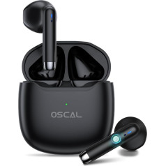 OSCAL Hibuds5 Mini bezvadu Bluetooth austiņas 5.3, skārienjūtīgie sensori ausu austiņās, IPX7 ūdensnecaurlaidīgas trokšņu slāpēšanas sporta austiņas iPhone/Samsung/Android ierīcēm