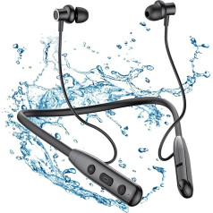 SOPPY Bluetooth 5.3 austiņas Sport in Ear Bezvadu sporta austiņas Magnētiskās austiņas ar mikrofonu/IPX6 ūdensizturīgas/30 stundu atskaņošanas laiks/trokšņu slāpēšana, melnas krāsas