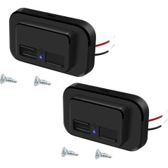 2 Pack Dual USB 12V/24V USB auto lādētājs ar atsperu vāciņu automašīnai, jūras, kravas automašīnai, apvidus automobilim, SUV, RV