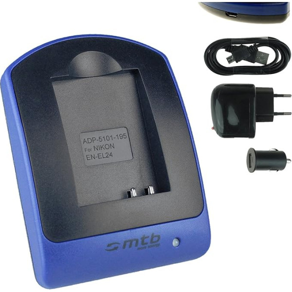 USB AUTO ELEKTROTĪKLA + AUTO LĀDĒTĀJS NIKON EN- EL24/1 J5 1J5/DL18 -50 DL24 - 85