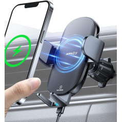 Mobilā tālruņa turētājs ar uzlādes funkciju, APPS2Car Upgrade Hook and 15 W Quick Charge 360° Car Mobile Phone Holder with Charging Function, Piemērots Samsung Galaxy S22/S21/S20 u.c.