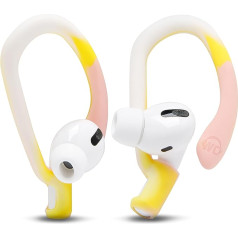 WC HookZ - patentētas uzlabotas austiņu siksniņas AirPods Pro 1, 2 un AirPods 1, 2 un 3 - iepakojumā iekļauti divu izmēru pāri, ko izgatavojis Wicked Cushions | Yellow Starburst