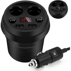 Dual USB izejas kauss 2.4A DC12-24V automašīnas cigarešu aizdedzinātāja sadalītājs Auto lādētājs Auto adapteris mobilajiem telefoniem Tabletes