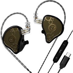 ND Venus In-Ear monitora austiņas, 10 mm dubultā magnētiskā dinamiskā draivera, IEM austiņas, HiFi vadu spēļu austiņas, 2 kontaktu noņemams kabelis (ar mikrofonu, melnas)