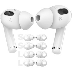 AhaStyle 4 pāri AirPods 3 silikona austiņu [neietilpst lādēšanas futrālī], saderīgas ar Apple AirPods 3 2021 (2 pāri lielu + 2 pāri mazu, baltas)