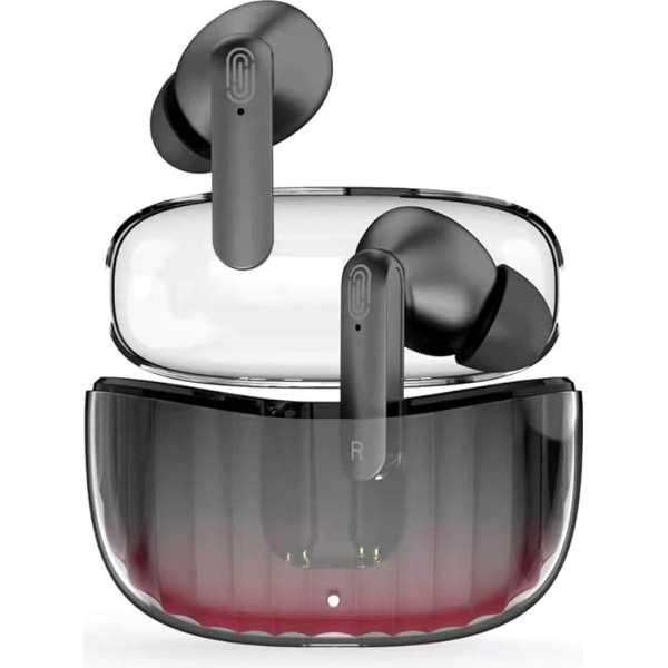 URIZONS Colour Gradient ENC TWS In-Ear trokšņu slāpēšanas austiņas - bezvadu Bluetooth austiņas - bezvadu austiņas ar spēcīgiem basiem, USB C uzlādes kabeli un digitālo akumulatora indikatoru - melnas krāsas