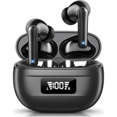 JBMI Bluetooth austiņas, Bluetooth 5.3 In-Ear Stereo ar 4 mikrofoniem ENC, 40 stundas, bezvadu trokšņu slāpēšana, IP7 austiņas iPhone un Android, austiņas USB C Sport priekš PC TV