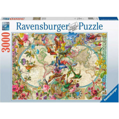 Puzzle 3000 elementu flora un fauna. pasaules karte