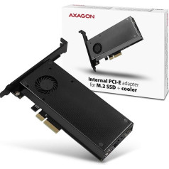 Axagon Pcem2-dc iekšējais pcie x4 adapteris, 1x m.2 nvme m-key + 1x sata b-key slots, dzesētājs, sp & lp + radiators