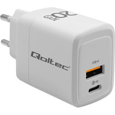 Lādētājs 20w gan | 5-20v | 1,5-3a | 1xusb-c pd | 1xusb qc 3.0 | balts