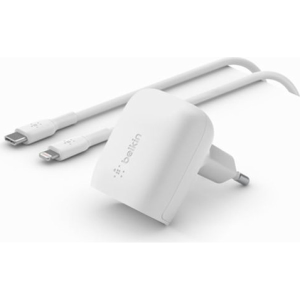 20w usb-c pps lādētājs + 1m usb-c/ltg kabelis balts