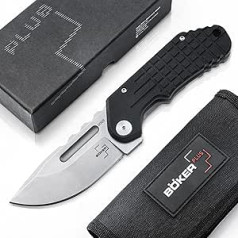 BÖKER PLUS® Dvalin Folder Drop - 1 Hand Folding Knife with G10 Handle Black - Modern Pocket Knife with Extra Sharp D2 Droppoint Blade - Tactical Edge Flipper EDC Knife with Case & Gift Box
