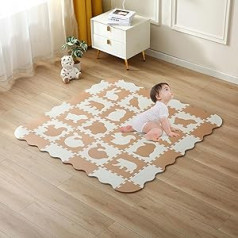 Dėlionės kilimėlis kūdikiams Dėlionių kilimėliai Netoksiškas žaidimų kilimėlis Khaki spalvos ropojantis kilimėlis gyvūnams XXL EVA putų pilkas galvosūkių kilimėlis Vaikų žaidimų kilimėlis neslystantis 142 x 142 x 1 cm, 08 modelis