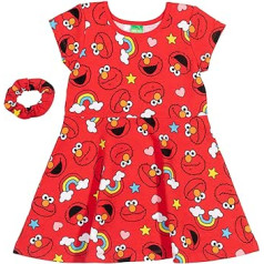 Sesame Street Elmo Baby Girls suknelė prancūziška kilpinė trumpomis rankovėmis, 