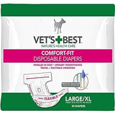 Vet's Best Comfort Fit Dog Nappies | Disposable Nappies for Female Dogs | Size L/XL, 30 ct