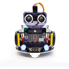 KEYESTUDIO Micro Bit Smart Robot Car V2 (bez Micro:bit plates), Robot Microbit komplekta kodēšana bērniem pieaugušajiem atbalsta Javascript grafisko programmēšanu, Python kodu