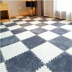 Plush Puzzle Foam Floor Mat, Soft, Fluffy, Interlocking Foam Tiles, Tatami Rugs, 30.5 x 30.5 cm Carpet Squares for the Bedroom at Home, Cp 7.16 Pieces