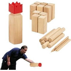 Whrcy Kubb āra spēle | Pinewood Kubb rotaļu komplekts | Mešanas spēļu komplekts lietošanai ārā, Pinewood Kubb zāliena spēle, Mešanas spēle bērniem, bērniem un pieaugušajiem