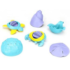 Green Toys Sea Life komplekts — 6 daļīgs vannas rotaļlietu komplekts, kas izgatavots no 100% otrreiz pārstrādātas plastmasas, augšējās smilšu un ūdens rotaļlietas, bērnu vannas rotaļlietas