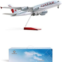 QIYUMOKE 1/160 Airbus A380 Qatar Airways 18 collu modeļa Die-Cast lidmašīnas modeļu komplekts ar statīvu Sky Jumbo lidmašīnas modeļa lidmašīnas displeja kolekcionāra modeļu komplekts kā dāvana