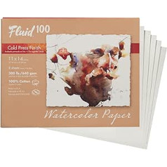 Speedball Art Products Fluid 100 Künstler-Aquarellpapier, 136 kg, Kaltpresse, 27,9 x 35,6 cm, 100% Baumwolle, Naturweiß, 8 Blatt