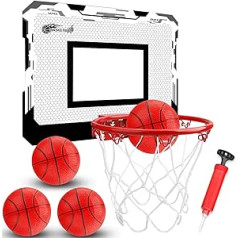 Iekštelpu mini basketbola stīpas komplekts bērniem, pārnēsājama mini stīpa ar 4 bumbiņām virs durvju sienas, istabas biroja baseina basketbola rotaļlietas dāvana bērniem