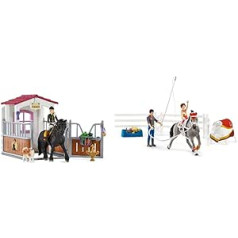 SCHLEICH 42437 — zirgu bokss ar zirgu klubu Tori un princesi un 42443 zirgu kluba rotaļu komplekts — zirgu kluba Mias velvju izjādes komplekts, rotaļlieta no 5 gadiem, 6,6 x 24,5 x 19 cm