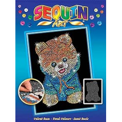 MAMMUT 8041710 - Sequin Art Sequin Picture Teddy Dog, pievienojams attēls, rokdarbu komplekts ar putupolistirola rāmi, samta attēla veidne, vizuļi, piespraudes, instrukcijas, bērniem no 8 gadu vecuma