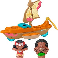 Fisher-Price mazo cilvēku rotaļlieta, toddler Disney Princess Moana un Mauis kanoe buru laiva ar 2 figūriņām bērniem no 18 mēn.