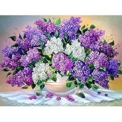 XINYUWZ Purple Flower DIY glezna pēc skaitļiem Ar rokām apgleznota dāvanu akrila krāsa Zīmējums audekls Galvenā sienas dekors HJ2 50 x 65 cm bez rāmja