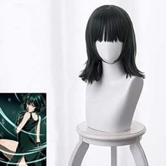 One Punch Man Parūka Fubuki Cosplay Parūka Sieviešu Meiteņu Karstumizturīgi Sintētiski Mati Anime Cos Parūka 40 cm Īsa Navy Green Party