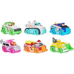 PAW PATROL True Metal Neona Vehicles Dāvanu komplekts no 6 līdz 6 iesmidzināmiem metāla transportlīdzekļiem mērogā 1:55, foršs neona dizains, no 3 gadiem