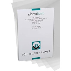 Honsell 25503 – Schoellershammer Glama Microdraft labai skaidrus piešimo popierius, DIN A3 50 lapų bloknotas, 110–115 g/m², skirtas techniniams brėžiniams, eskizai su pieštuku, flomasteris, rašalas