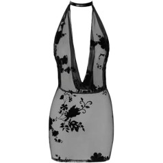 Noir rokām darināta F313 tīkla mini kleita ar caurspīdīgu ķēdi