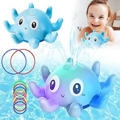 Baby Bath Toy Bath Toy Water Toy Children Dual Waterproof Bath Toy with Light LED Octopus Whale Induction Automatic Water Jet Luminous for Toddlers from 1 2 3 4 Years