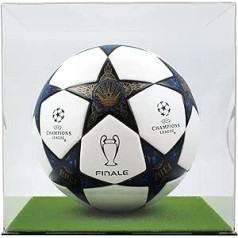 Akrilinė futbolo vitrina su vejos pagrindu ir kubo laikymo spintele futbolo kamuoliams, kolekcionuojamiems daiktams, suvenyrams, žaislams ir kt.