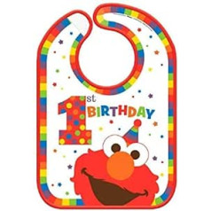 amscan Sesame Street Elmo Turns One Baby Bib, Birthday, One Size, Multi-Colour