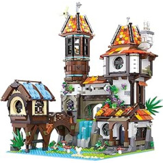 Beberlu Riverside Scholar Medieval Architecture House Building Kit, Clamping Blocks, Modular Street View Building Kits Kit, 2488 Pieces Model Toy, Gifts for Children, Teens and Adults