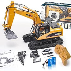 Remote Controlled Excavator Remote Controlled from 6 8 10 Years, 1:14 RC Excavator Metal Remote Controlled, 3-in-1 Excavator with Remote Control with Battery and Charger, Birthday Gifts