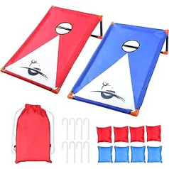 NZQXJXZ Cornhole āra spēle, pārnēsājams Cornhole toss komplekts ar 8 Cornhole somām un somu bērniem, pieaugušajiem, ģimenei, dārzam, zālienam, pludmalei, kempingam, 3,6 x 2 Ft