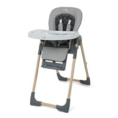 Babylo Nordic Highchair & Junior Chair - Fully Adjustable from Birth to 15kg with Extra Luxury Seat Cover, Grey Seat and Wood Effect Legs