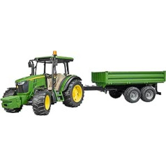 Bruder John Deere 5115M rotaļu traktors un piekabe ar apgādi