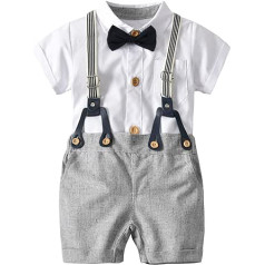 Elonglin Baby Boys Suit 3 Dace Set Gentleman Apģērbu komplekti Bodiji ar Šortu Bikšturi