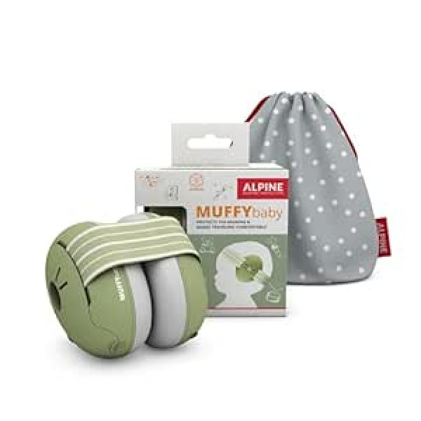 Alpine Muffy Baby Ear Muffs - Ear Protection for Babies and Toddlers from 12 to 36 Months - Noise Protection Prevents Hearing Damage - Comfortable Fit - Green