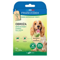 Francodex vabzdžius atbaidantis antkaklis vidutinio dydžio šunims nuo 10 kg iki 20 kg - apsauga 4 mėn. - 60 cm