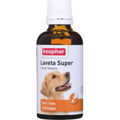 Beaphar laveta super multivitamīnu preparāts pret pārmērīgu matu izkrišanu suņiem - 50 ml