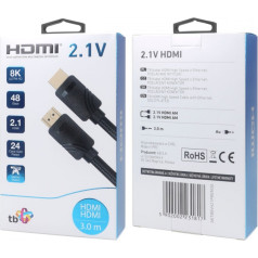 HDMI v 2.1 premium kabelis 3 m 8k melns, radīts spēlētājiem