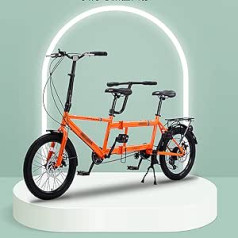 Saliekams tandēma velosipēds, 20 collu salokāmi pilsētas tandēma velosipēdi, Beach Cruiser velosipēds pieaugušajiem ar regulējamiem 7 ātrumiem, 2 sēdvietas, universālā disku bremze, pāru izklaides ceļojumu velosipēdi